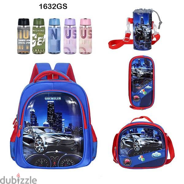 Genius 3D Character Kids School Bag 5 Pcs Set 16" - 1632gs 0