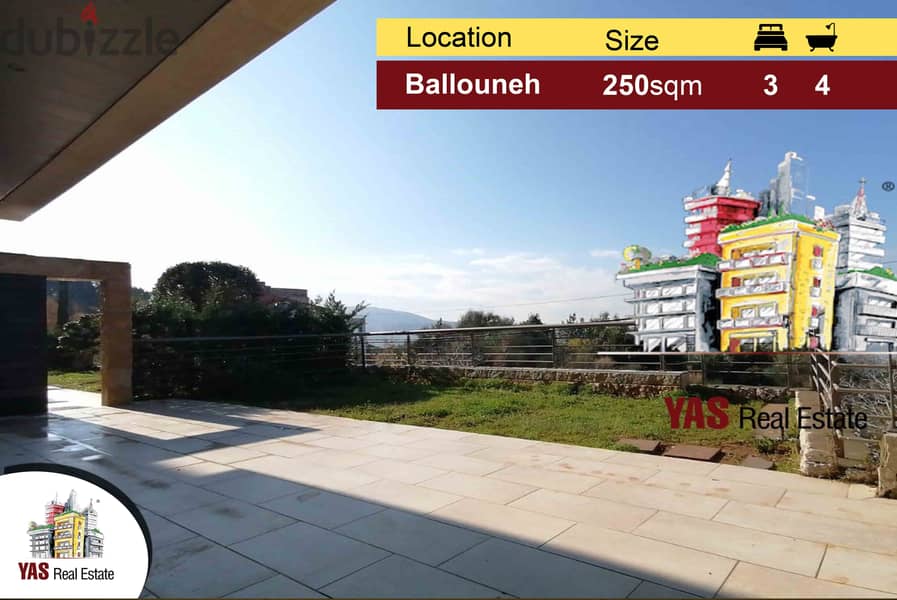 Ballouneh 250m2 | 180m2 Garden | High-End | View | Prime |Super prime 0