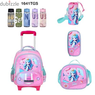 Genius 3D Character Kids School Bag Trolley 5 Pcs Set 16" - 1641tgs