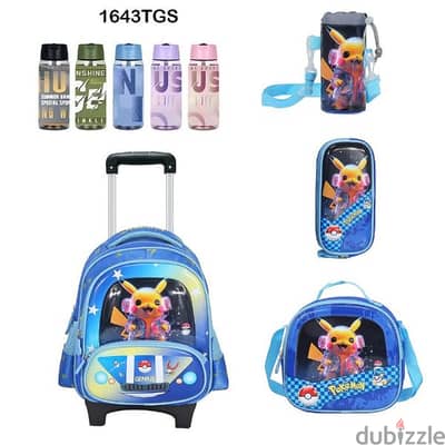 Genius 3D Character Kids School Bag Trolley 5 Pcs Set 16" - 1643tgs