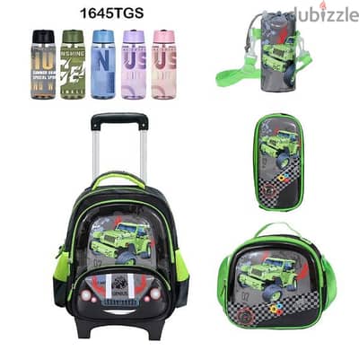 Genius 3D Character Kids School Bag Trolley 5 Pcs Set 16" - 1645tgs