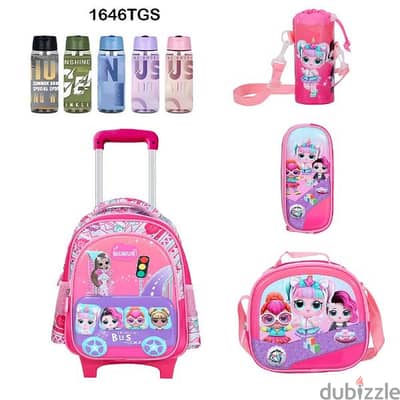 Genius 3D Character Kids School Bag Trolley 5 Pcs Set 16" - 1646tgs