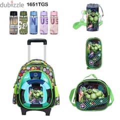 Genius 3D Character Kids School Bag Trolley 5 Pcs Set 16" - 1651tgs