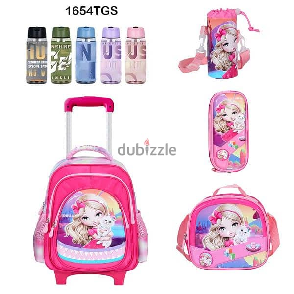 Genius 3D Character Kids School Bag Trolley 5 Pcs Set 16" - 1654tgs 0