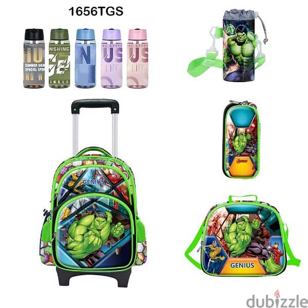 Genius 3D Character Kids School Bag Trolley 5 Pcs Set 16" - 1656tgs 0