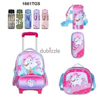 Genius 3D Character Kids School Bag Trolley 5 Pcs Set 16" - 1661tgs