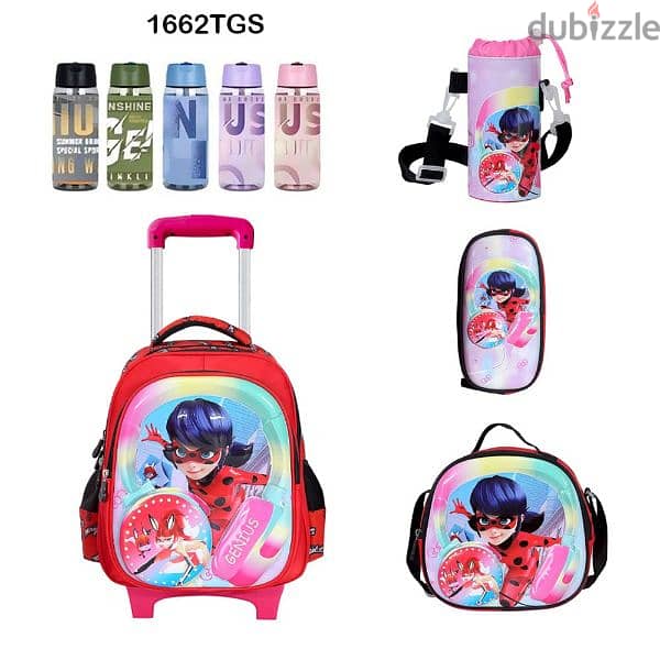 Genius 3D Character Kids School Bag Trolley 5 Pcs Set 16" - 1662tgs 0