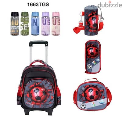 Genius 3D Character Kids School Bag Trolley 5 Pcs Set 16" - 1663tgs