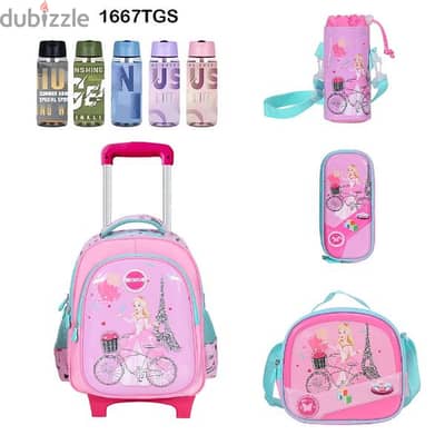 Genius 3D Character Kids School Bag Trolley 5 Pcs Set 16" - 1667tgs