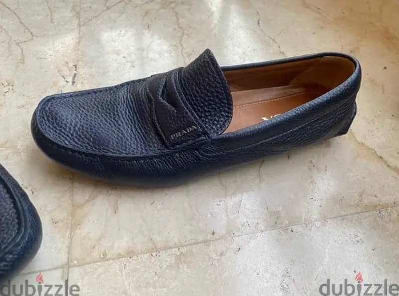 Prada Navy Moccasin Original & Excellent Condition size 44 fits 43 5