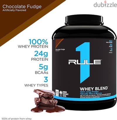 Rule 1 R1 Whey Blend, Chocolate Fudge - 5.02 lbs Powder 66 servings