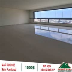 1200$!! Semi Furnished&Open View Apartment for rent in Mar Roukoz