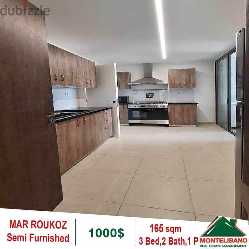 1200$!! Semi Furnished&Open View Apartment for rent in Mar Roukoz 4