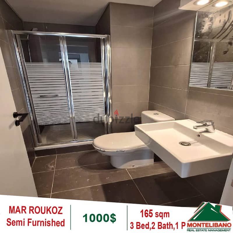 1000$!! Semi Furnished&Open View Apartment for rent in Mar Roukoz 5