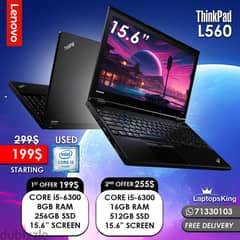 LENOVO THINKPAD L560 CORE i5-6300 15.6" LAPTOPS