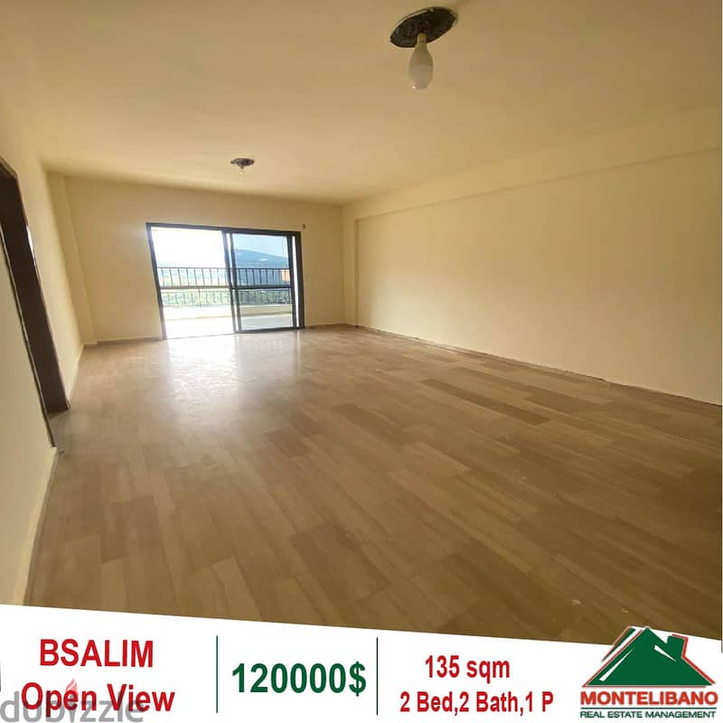 120000$!! Open View Apartment for sale in Bsalim 2