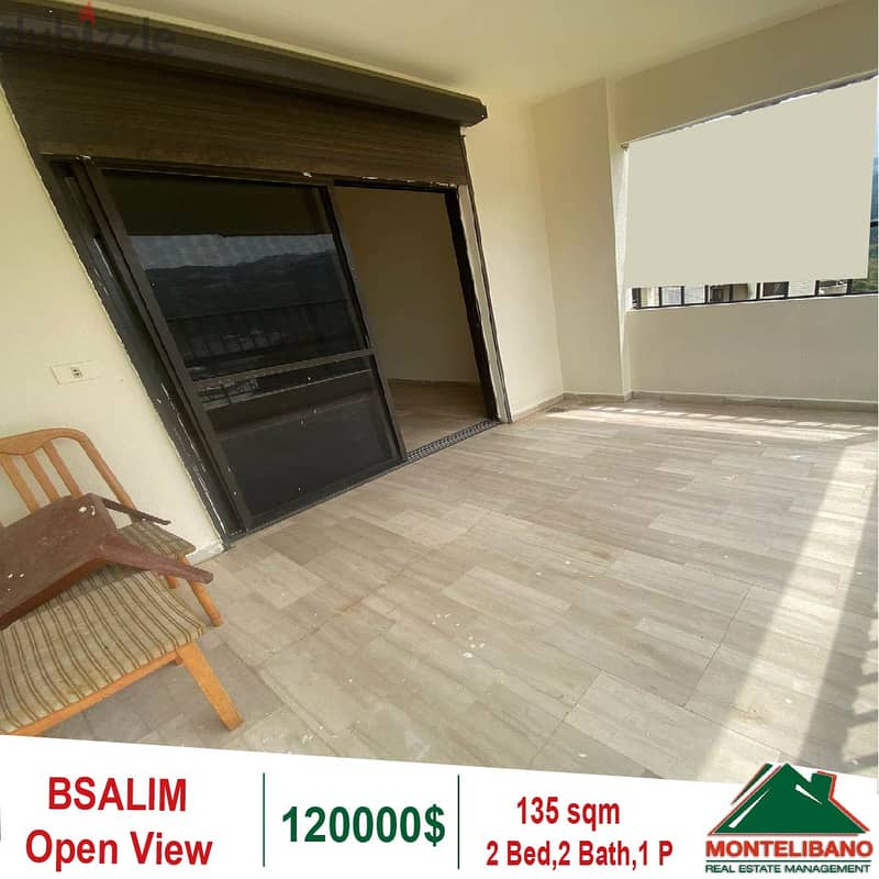 120000$!! Open View Apartment for sale in Bsalim 3