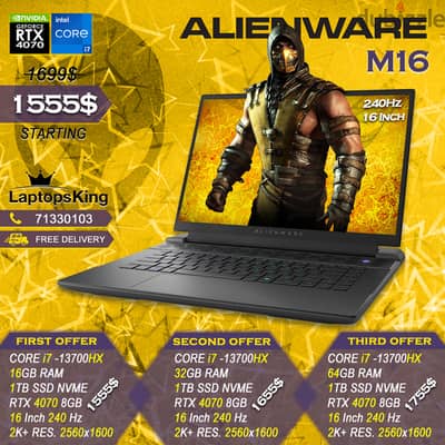 Alienware M 16 Core i7-13700hx Rtx 4070 240hz 2k+ 16" Gaming Laptop