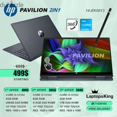 HP PAVILION X360 14-EK0013 CORE i3-1215U FLIP-TOUCH 14" 2in1 LAPTOPS