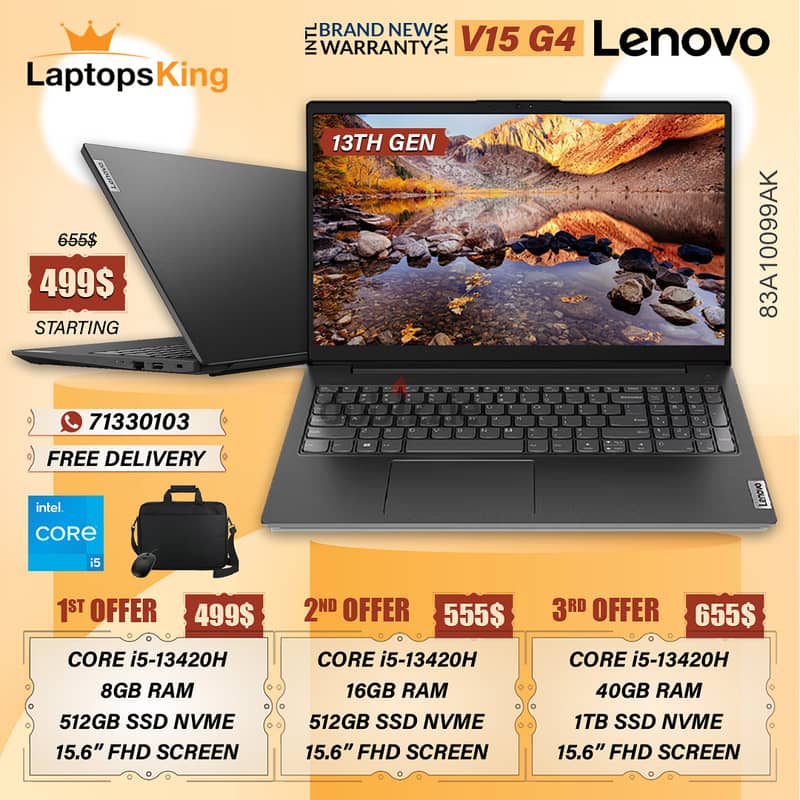 LENOVO V15 G4 IRU 83A10099AK CORE i5-13420H 15.6" FHD LAPTOPS 0