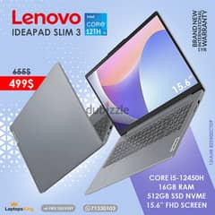 LENOVO IDEAPAD SLIM 3 | 15IAH8 82ER00CTDP CORE i5-12450H 15.6" LAPTOP 0