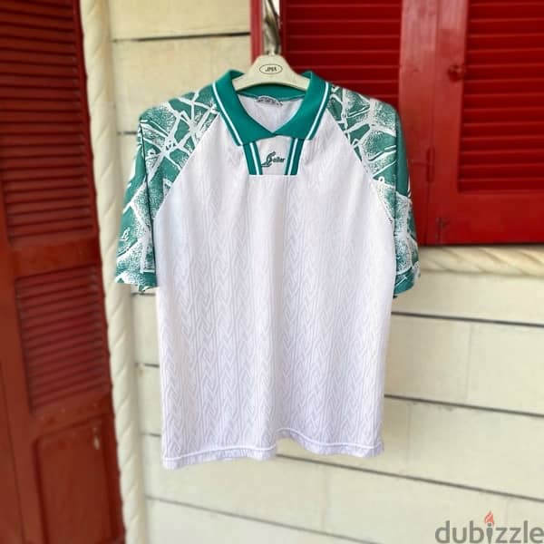 SALLER Retro Silver & Turquoise Polo Neck T-Shirt. (L/XL) 0