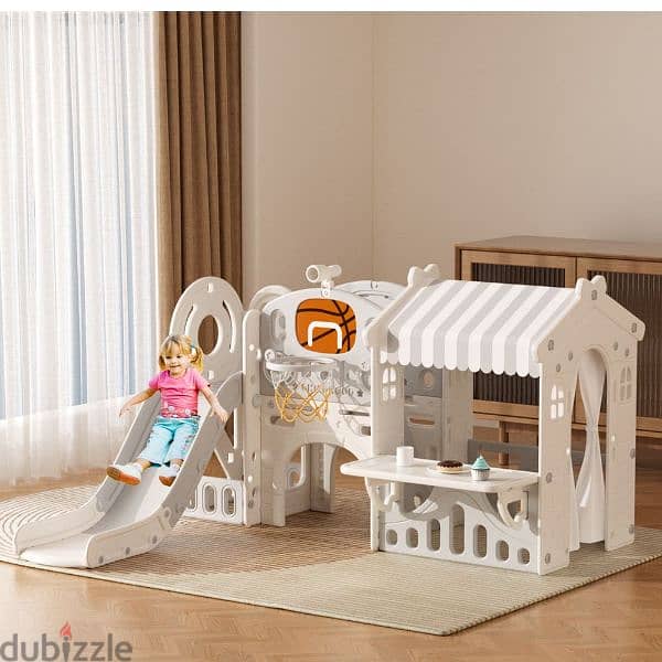 Toddler Slide & Climber Playset with Basketball Hoop & Telescope 2