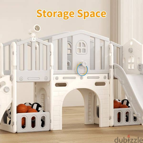 Cabin Aisle Slide Playset With Basketball & Telescope 2