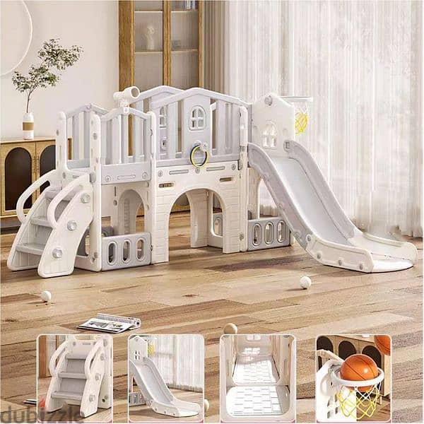 Cabin Aisle Slide Playset With Basketball & Telescope 3