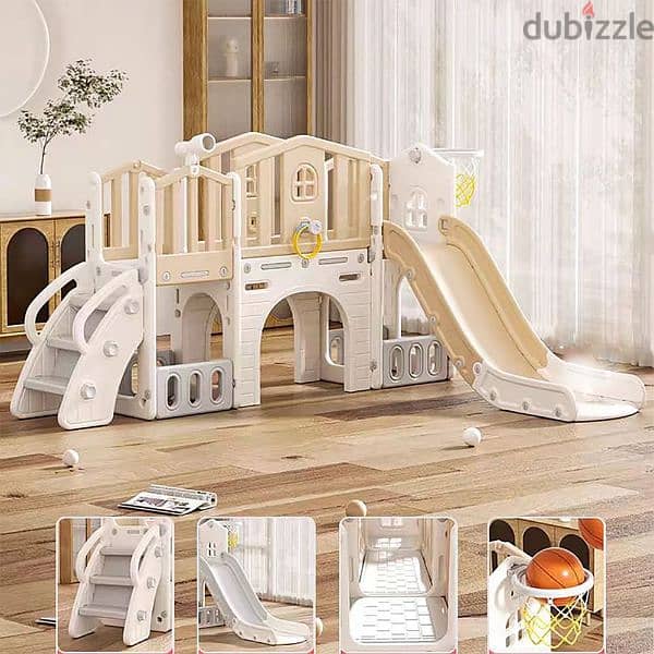 Cabin Aisle Slide Playset With Basketball & Telescope 4