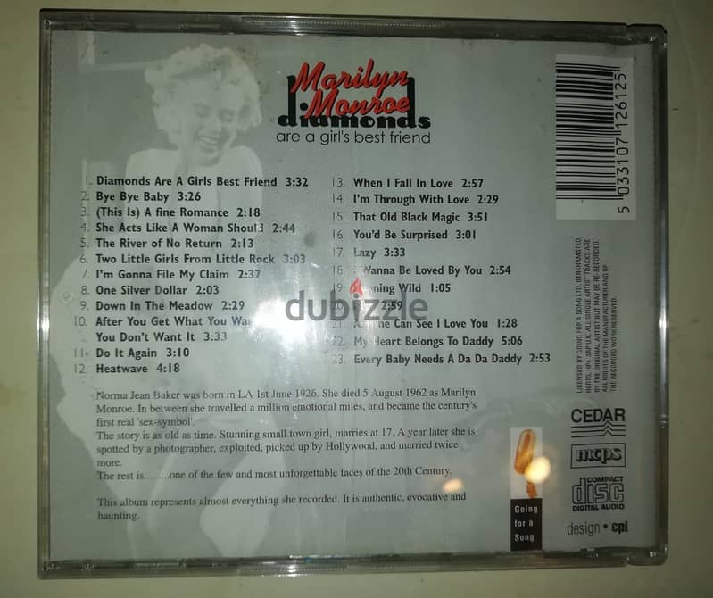 Marilyn Monroe ‎– Diamonds Are A Girl's Best Friend CD 2