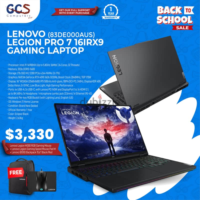 Lenovo (83DE000AUS) Legion Pro 7 16IRX9 Gaming Laptop 0