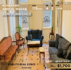 Apartment for rent in Abed el wahab semi furnished LA36