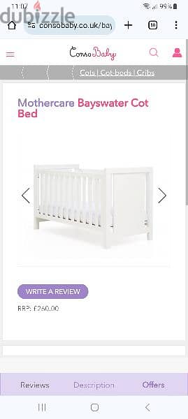 cotbed mothercare 70*140  up to 6 years Plus mattress