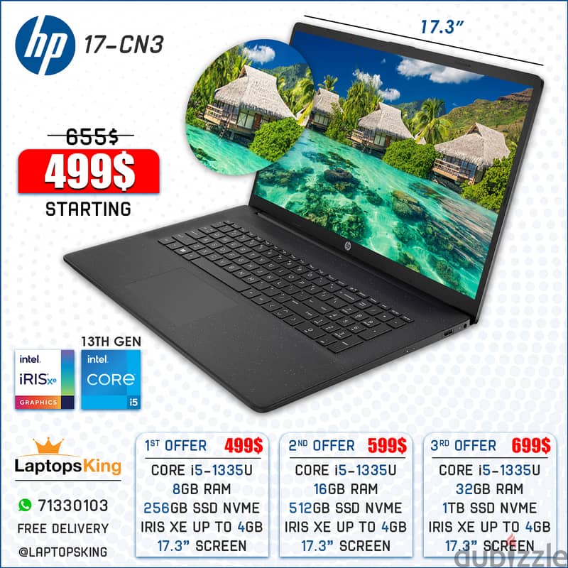 Hp 17-CN3 Core i5-1335u Iris Xe 17-Inch Laptops 0