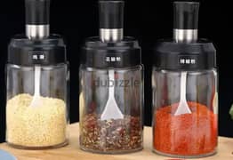 NEW Glass spice jar container with spoon