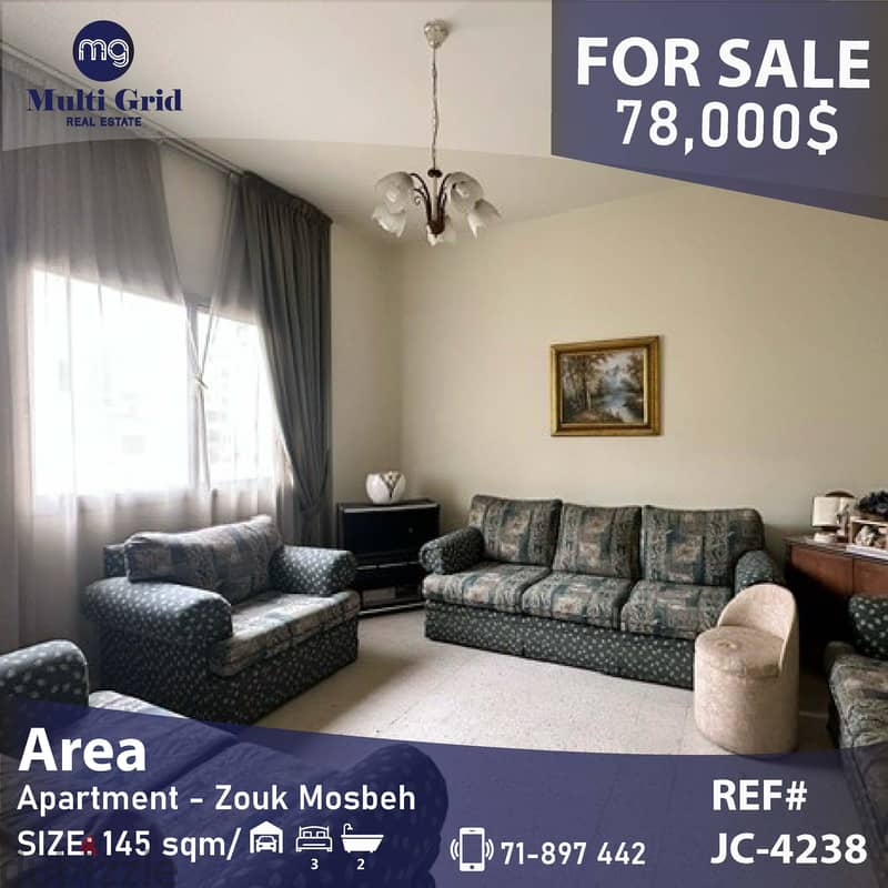 JC-4238, Apartment For Sale in Zouk Mosbeh, شقّة للبيع في زوق مصبح 0