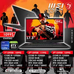 MSI STEALTH GS77 CORE i9-12900H RTX 3060 144HZ 17.3" GAMING LAPTOPS