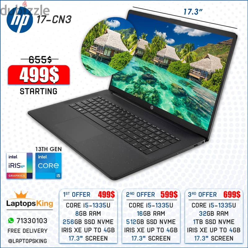 Hp 17-CN3 Core i5-1335u Iris Xe 17-Inch Laptops 0