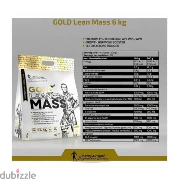 kevin Levrone Gold Lean mass gainer 6kg 1