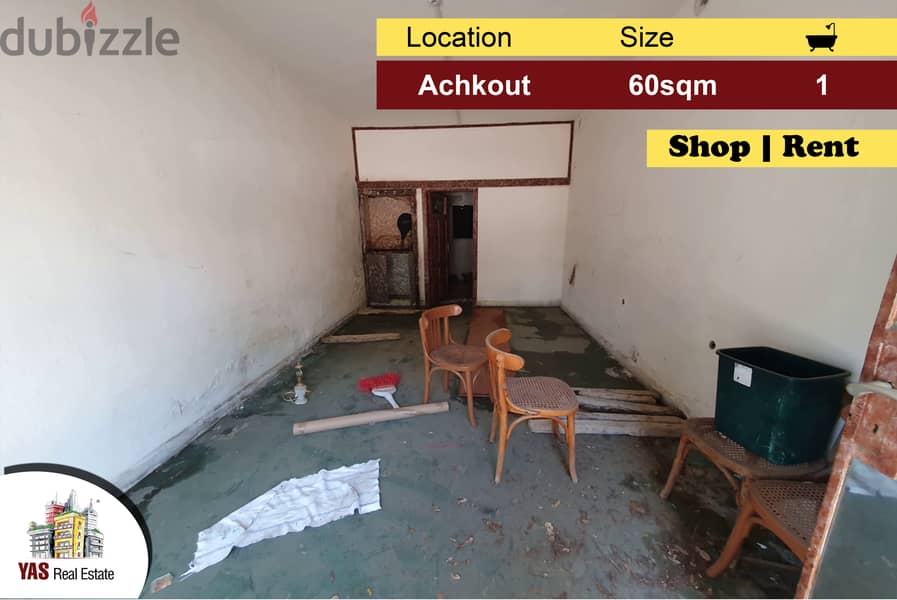 Achkout 60m2 | Shop | Rent | Prime Location | KH | 0