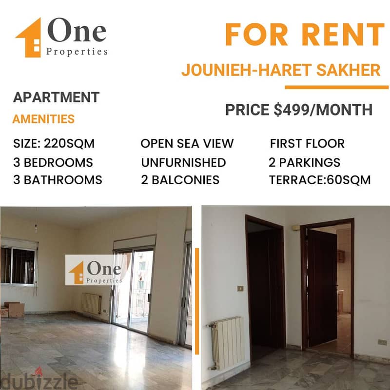 APARTMENT FOR RENT IN HARET SAKHER - JOUNIEH (OPEN SEA VIEW) 0