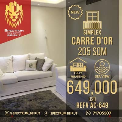 Furnished In Achrafieh Carre Dor ,Sea View (205Sq) 3 Bedrooms (AC-649)