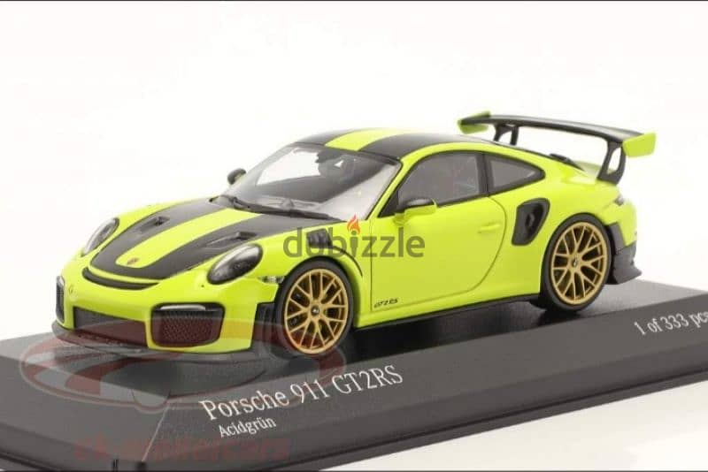 Porsche GT2-RS 2018( Weissach) Acid Green diecast car model 1;43. 0