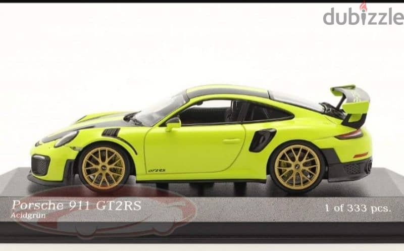 Porsche GT2-RS 2018( Weissach) Acid Green diecast car model 1;43. 1