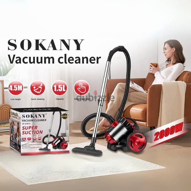 Sokany Vacuum Cleaner 2000W, Cyclone Filtration, 1.5L Dustbin مكنسة 1