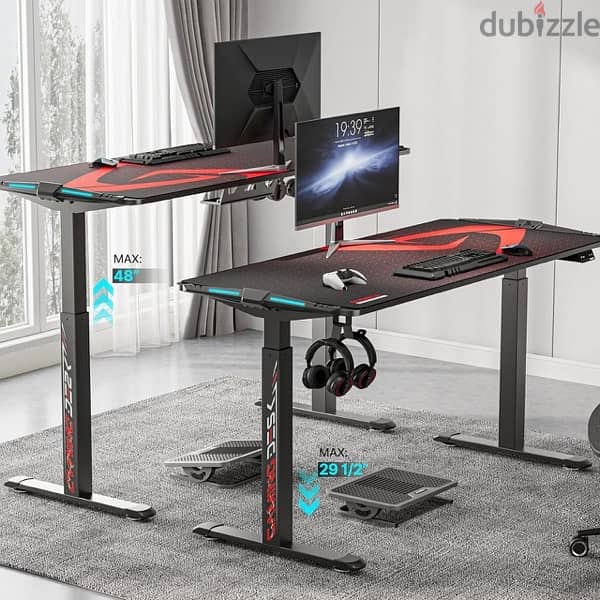 Adjustable height rgb gaming desk 2