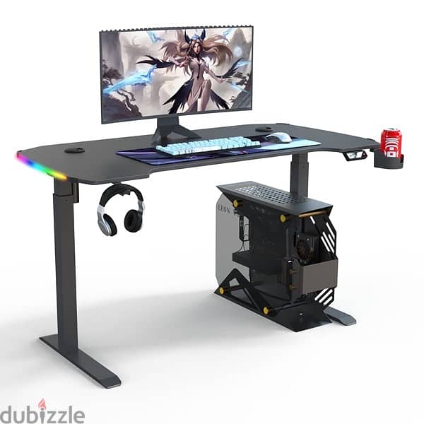 Adjustable height rgb gaming desk 3