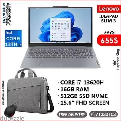 LENOVO IDEAPAD SLIM 3 | 15IRH8 83EM0093DP CORE i7-13620H 15.6" LAPTOP