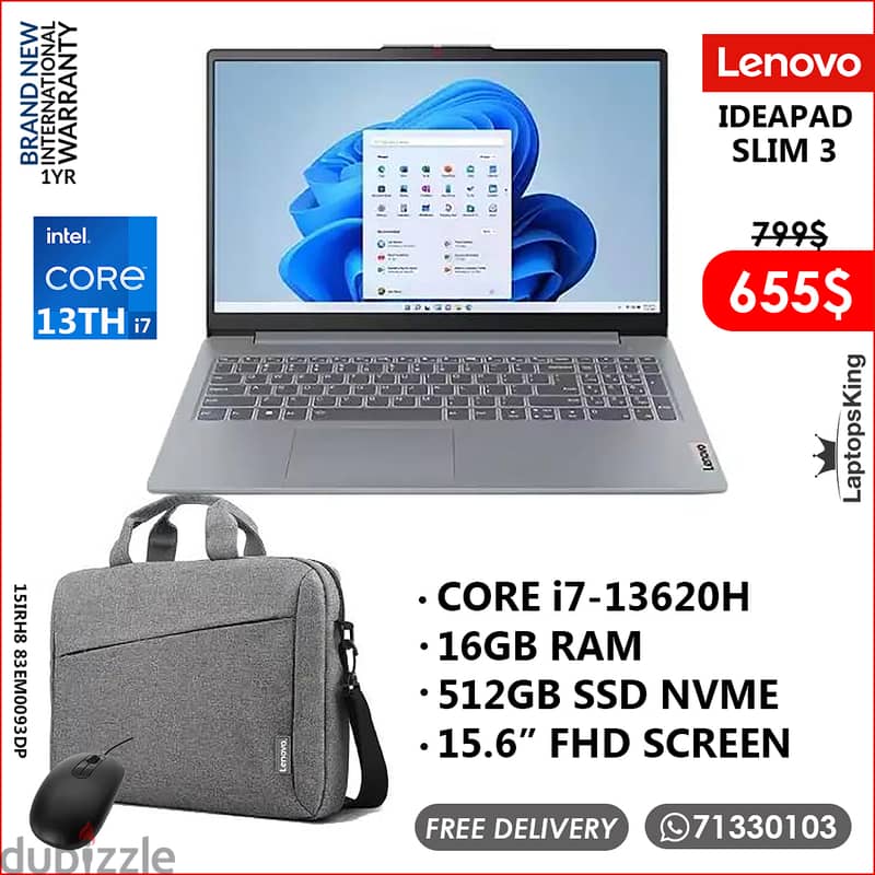 LENOVO IDEAPAD SLIM 3 | 15IRH8 83EM0093DP CORE i7-13620H 15.6" LAPTOP 0